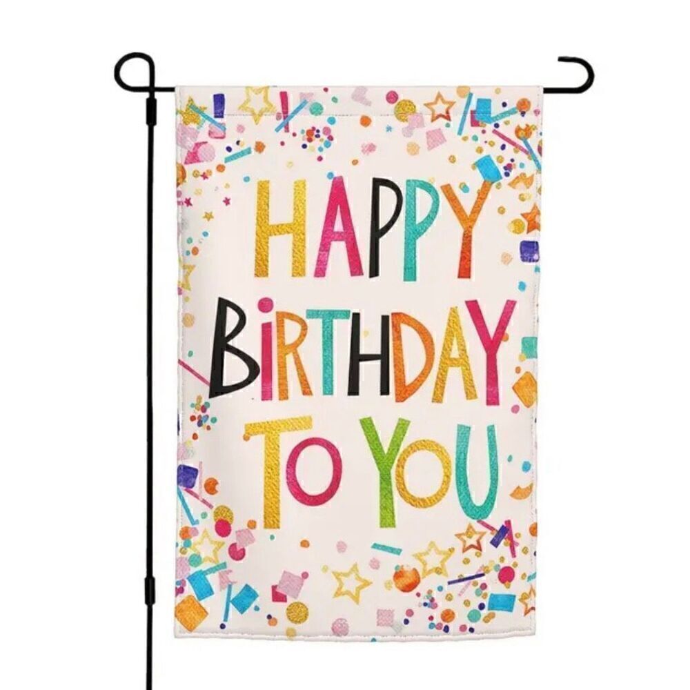 Happy Birthday Garden Flag Double Sided Confetti Party Gift Yard Decoration New
